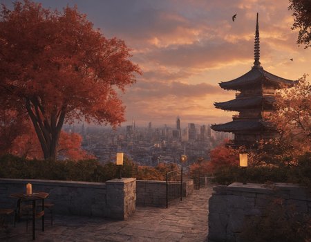 professional 3d model <lora:3vg3nylushp1n:1>,3vg3nylushp1n,architecture,scenery,evgeny,lushpin,building,outdoors,, arch, architecture, autumn, autumn leaves, bridge, building, burning, candle, chain-link fence, city, city lights, cityscape, cloud, east asian architecture, evening, fire, fireplace, flame, gradient sky, leaf, maple leaf, no humans, orange sky, outdoors, pagoda, red sky, scenery, sky, skyscraper, sunset, tower, tree, twilight, window, a restaurant with a view of the colossion in the background at sunset, with candles lit on tables, Evgeny Lushpin, sunset, a photo, romanticism . octane render, highly detailed, volumetric, dramatic lighting