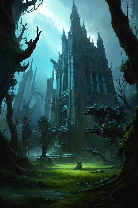 Stephan Martiniere art style, hyperrealism oil painting, Specter of the castle,
rainbow,,,
aimi,aimi_\(sky-freedom\),sky-freedom style,by sky-freedom,purple eyes,long hair,black hair,blunt bangs,sidelocks in a hime cut,(mole under mouth:1.2),(geforce_rtx_3090_ti,graphics card),
 fantasy forest tranquil clearings,
a mystical ancient forest, with ancient trees, magical creatures, bioluminescent plants, and an enchanting ambiance,
Morning,
beautifully lit,
 <lora:more_details:0.3>,
 <lora:EnvyFantasyMix05:0.7>,
 <lora:ghost:0.3> guiguai,
 <lora:FantasyRuins:0.5> FanRu,
 <lora:USNR STYLE_XL_loha:0.3> usnr,
 <lora:EtherSDXL:0.3> EtherStyle, 
<lora:ck-OneViolentFantasy:0.4> in the style of ck-ovf,