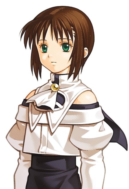 score_8, score_8_up, score_7_up, source_anime, fe10portraits, portrait, white background,  1girl, female focus, solo, Natsumi_SN1, green eyes, brown hair, short hair, bangs, sidelocks, short hair with long locks, capelet, neck bell, ascot, off-shoulder shirt,  bare shoulders, juliet sleeves, long sleeves, circle skirt, looking at viewer, simple background,