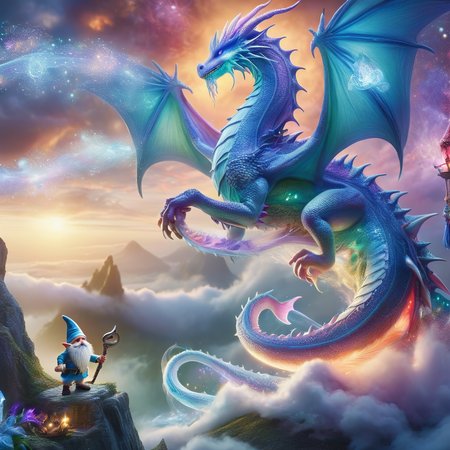 Fujifilm quality photograph (best quality)++, (masterpiece)++, (detailed)+, elf on the shelf fighting a Dragon, (fantasy illustration)1.3, enchanting Dragon battle elf on the shelf, mystical battle, (many gnomes battling)1.4 (whimsical charm).4 Otherworldly charm, mystical sky, (Luis Royo)1.2, (Yoshitaka Amano)1.1, moonlit night, soft colors, (detailed cloudscape)1.3, (high-resolution)1.2 (gnomes  battling everywhere)1.2 , <lora:DonM3t3rn1tyXL-v1.1:0.8> DonM3t3rn1tyXL <lora:DonMD1g174l4sc3nc10nXL:0.8> DonMD1g174l4sc3nc10nXL  <lora:Dragons:0.8> dragon <lora:EnvyMagicalXL01:0.8> magical <lora:FantasyLandscape:0.8> FanLan