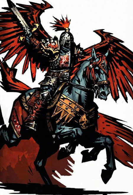 comicish artwork in dgst artstyle, winged hussar