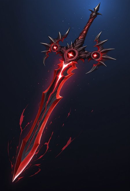 MASTERPIECE, AMAZING QUALITY, NO HUMANS, G0DSW0RD, CURSED SWORD, EYE BLADE, BLACK MAGIC