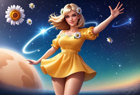 solo, a beutiful daisy flower floating on space