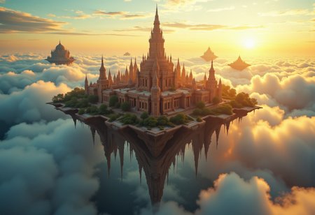 the most realistic, photorealistic photo ever taken [flythrough a VAST ANCIENT mystical ISLAND city in the clouds, GOLDEN HOUR, a dream world , shifting landscapes, and ethereal creatures, Captured with a Hasselblad X2D 100C and an 80mm f/1.9 lens, hyper-realistic textures, soft studio lighting, elegant shadows, styled for a Vogue beauty editorial, incredible realism, creamy bokeh, ultra-detailed textures, perfect lighting, styled for a Vogue cover]  aidmaimageupgrader, aidmamj6.1