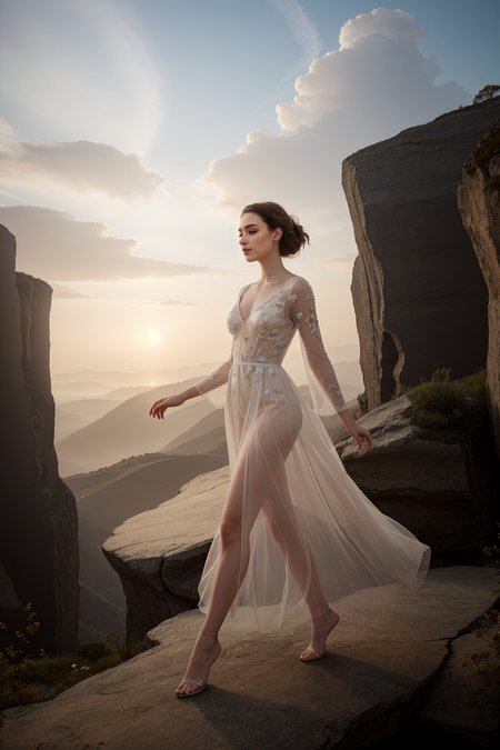 24 years old woman, XD-Scene fcDetailPortrait, J3z3b3lS0m3b0dy_HM-125 (Layered Depth,Parallax Effect,Sharp intricately detailed Background,Bright split Studio Lighting:1.3),strong stance,hip bone,quarter angle,volumetric lighting,(looking at viewer,dynamic pose:1.1),fit,athletic,skinny,tall,(full body portrait), Sky Weaver, (Small Perky Covered Breasts, cleavage:0.9), Airy, mystical, serene, ethereal, magical, floating, tranquil, celestial, otherworldly, Air-inspired attire, ethereal fabrics, magical jewelry, serene hues, floating elegance, tranquil beauty, celestial accessories, otherworldly patterns, Sky realms, ethereal clouds, magical skyways, serene atmospheres, floating islands, tranquil heavens, celestial phenomena, otherworldly vistas.