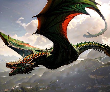 EdobDragon, green mountain dragon, open wings, flying, (realistic:1.5), <lora:EdobDragon_v1.0:1>