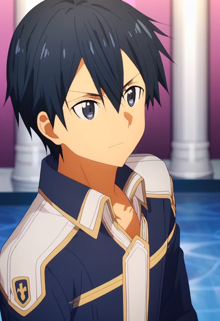 score_9,  <lora:kirito:1> kirito, 1boy, anime coloring, black eyes, black hair, hair between eyes, kirito, male focus, portrait, solo, upper body