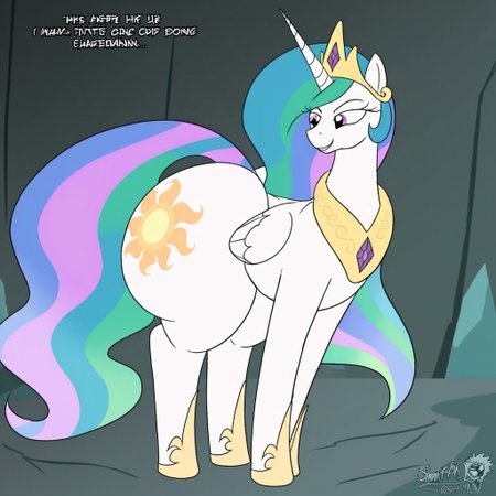 masterj291´Style, my little pony,princess celestia(mlp), solo,ass, cave, detailed background, equid, equine, fat ass, female, feral, feral female, gem, huge ass, huge butt, jiggling, male, male/female, mammal, pony, quadruped,thick thighs,alicorn.
