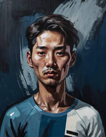 surreal painting, portrait of a Korean surfer, dark theme, abstract painting background,  <lora:DiscoDeliriumXL-v1.2:0.8>
