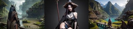 highly insanely detailed, masterpiece, top quality, best quality, highres, 4k, 8k, RAW photo, (very aesthetic, beautiful and aesthetic), 
__lazy-wildcards/subject/env-bg/SavageVerse/prompts__, 
<lora:SavageVillage-10:0.5>, 
(1girl:1.3), 
solo focus, 
($(char-skin-tanned-dark-black-bronze-001):1.1), 
(__lazy-wildcards/char/haircolor__), 
__lazy-wildcards/dataset/background__,âââ