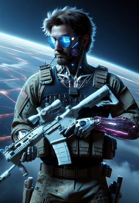 score_9, score_8_up, score_7_up, score_6_up, score_5_up, score_4_up, masterpiece, trending on artstation, high quality, Pixel-perfect precision, pristine detail, 8K resolution, high fidelity, Insane quality, <lora:Holding_Weapon_Lora_-_For_Pony_models:1> ho1ding-weap0n, 1boy, holding rifle, military, standing, wearing tank top, cyberpunk