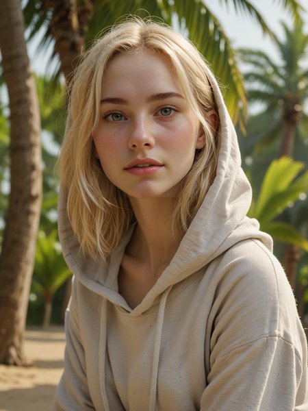 ( detailed realistic background:1),
( official art, beautiful and aesthetic:1 ),
realistic lighting,
cinematic lighting,
hyperrealism,
soothing tones,
muted colors,
high contrast,
soft light,
sharp,
artistic photoshoot,
( cute, petite:1.2 ),
slender,
european,
pale cheeks,
square face shape with angular jaw,
natural "no-makeup" makeup,
upturned rounded ass ,
senior,
platinum blonde hair ,
v-cut  ,
Profile Shot 
tropical island hammock relaxing under palm trees  ,
light rain with hazy sunlight  ,
starry sky  ,
hoodie T-shirt 
elastic waist bottoms 
ruffle sock 
 ,
Trembling, Horrified, cry, tears ,
looking at viewer,