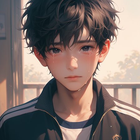 score_9,score_8_up,score_7_up,detailed face,<lora:hanman-000004:1>,1boy,black hair,bangs,track jacket,black jacket,black eyes,blush,crying with eyes open,white skin,looking at viewer,best quality,<lora:add-detail-xl:1>,