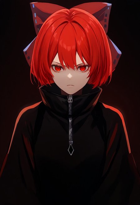 score_9, score_8_up, score_7_up, score_6_up, score_5_up, score_4_up, source_anime, solo, 1girl, 
sekibanki, rocknbeat, red hair, red eyes, hair bow, bodysuit, black gloves, two-tone cape, long sleeves, 
masterpiece, best quality, very aesthetic, absurdres,
