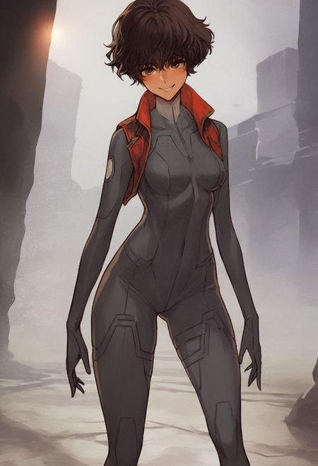 score_9, score_8_up, score_7_up, score_6_up, score_5_up, score_4_up,  <lora:RWSara01:1>, RWSara01, jacket, bodysuit, smile,  score_9, score_8_up, score_7_up, score_6_up, score_5_up, score_4_up, rating_questionable, , source_anime, digital illustration, pixiv, fanbox, uncensored, , BREAK, official art, 1girl, solo, Seductive Eyes, skinbodysuit, bodysuit, outdoors, blush, cowboy shot, looking at viewer, <lora:skinbodysuit e3-000009:0.75>, ng_deepnegative_v1_75t, easynegative, OverallDetail