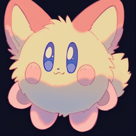 <lora:ToonyTeeth:1> (furry:1), no humans, black background, fluffy, kirby