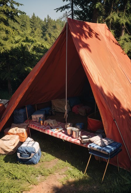 ,ruanyi1256,outdoors,tent,<lora:1256 camping_v1_pony:1>, score_9,score_8_up,score_7_up,,8k,1girl,solo,,