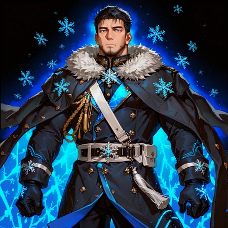 <lora:Edwin__Alchemist_Code-000004:.7>, tagatameedwin, 1boy, black hair, dark blue eyes, short hair, solo, male focus, manly, bara, mature male, muscle body,  fur trim, snowflakes pin, coat, aiguillette, shirt, sash, gloves, glowing pattern, tassel, pants, boots,
cowboy shot, 
(very short hair, beard, bara, mature, facial hair, stubble, beard, full beard, sideburn, beard, a lot of beard, ), facial hair,male focus, muscular male, muscular male, bara, mature,  bara, mature, aixiwuganda_(20222192), very awa, masterpiece, best quality, absurdres, newest, perfect quality, detailed background, intricate details,
<lora:slider_Body Type_alpha1.0_rank4_noxattn_last:3><lora:Anime Summer Days 2 Style SDXL_LoRA_Pony Diffusion V6 XL:.6><lora:slider_cfg_scale_boost:.7><lora:Artist6p:.55>, Artist6p, Artist04p,<lora:slider_il_brightness_slider_d1:-1><lora:slider_il_contrast_slider_d1:-1><lora:slider_DarkSlider1.2_alpha1.0_rank16_full_300steps:-.6><lora:slider_contract_controller_illus01_v1:.5>,