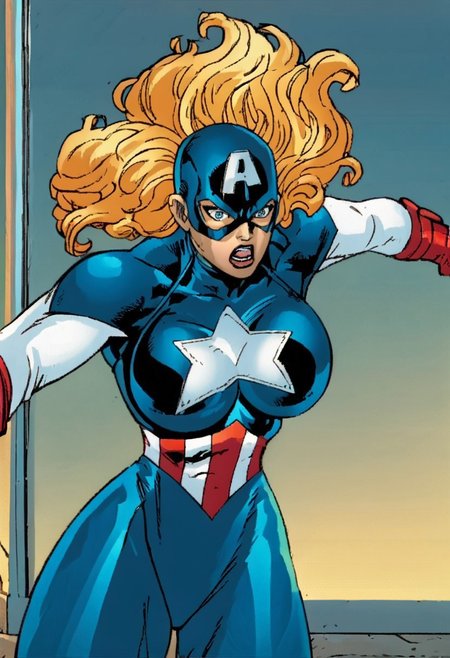 safe_pos, score_9_up, score_8_up, score_7_up, realistic, detailed,8k, 1girl, solo, American Dr3am, mask,blonde hair, long hair,wavy hair, blue eyes,huge breasts, bodysuit,gloves, wide hips,  ,heroic proportions, hourglass body, surprised, wide eyes, seductive eyes, mansion interior, standing, action pose, SCHDeathStar,<lora:SCHDeathStar_epoch_5:0.8>, cartoon, official art, official style, source_anime, anime coloring(anime_screencap), anime, animated, shiny skin