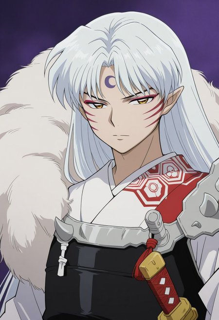 best quality, masterpiece, amazing quality, very aesthetic, absurdres, 
1boy, solo, 
sesshomaru, 
looking at viewer, 
abstract background