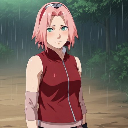 A cute pic of Sakura Haruno in the rain