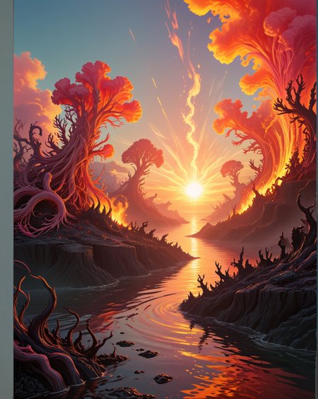 dark fantasy Underwater river delta where saltwater flows through liquid brine,Sunrise: Cirrus filaments catching fire in coral-pink and tangerine hues,
random character in landcscape,
 <lora:ral-dark-fantasy-il:0.15> dark fantasy, eldritch horror, mythology, apocalyptic,
<lora:extremely_detailed:0.8> extremely detailed,
<lora:DetailMaximizer:0.5>,
 <lora:Dream Scenery XL:0.4> Dream Scenery,
<lora:add-detail-xl:0.3>,
detailxl