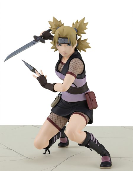 full body, solo, perfect composition, shadows, shading, <lora:Figure:1> figure, very aesthetic, absurdres, zPDXL, <lora:Pony_DetailV2.0:0.5> <lora:illustrious_quality_modifiers_masterpieces_v1:1>
<lora:Temari:1> temari, 1girl, quad tails, forehead protector, female focus, looking at viewer, serious, fierce expression, defined lips, posing, fighting pose, bent knees, holding sword, throwing kunai, kunai \(projectile\)
shpdn_outfit, black vest, purple armor piece, pouch, gloves, fingerless gloves, fishnets, shin guards, boots
(white background:1.2),