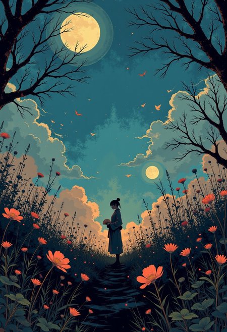 In a garden where the flowers are made of liquid light and grow from obsidian soil, a lone figure tends to the plants with a brush that paints reality itself. Each stroke creates a new bloom that hums with its own melody, adding to the symphony of the garden. The figure is faceless, their form constantly shifting between human, animal, and something entirely alien. As they paint, the garden begins to wilt, the flowers turning into streams of ink that seep into the soil. The figure freezes, staring at their brush, which has begun to drip stardust, and realizes they must create a single perfect flower to save the garden—or let it fade into oblivion.