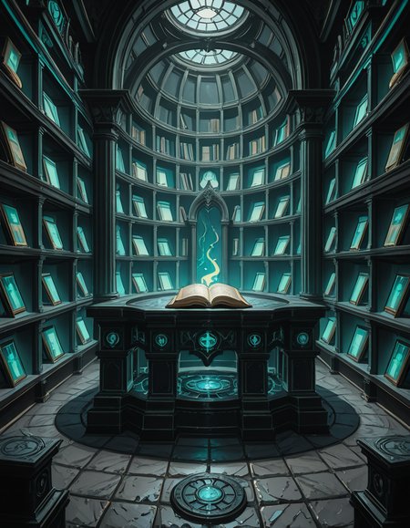 Buried deep within the necromancerâs fortress lies the Library of the Forgotten, an ancient, labyrinthine archive where no living hands have ever turned a page. The immense chamber stretches endlessly into the darkness, its towering bookshelves carved from obsidian and bone, spiraling upwards into unseen heights. The very air hums with an eerie resonance, filled with the whispers of knowledge long abandoned by the mortal world.
The shelves are packed with tomes bound in withered flesh, their covers etched with shifting runes that glow faintly with unholy light. Some books seem to breathe, their spines expanding and contracting like living creatures, while others are locked with chains of rusted iron, sealed by ancient curses too dangerous to be unleashed. Scrolls, brittle with age yet untouched by time, hover in the air, slowly unraveling and reforming, as if reading themselves in a silent, endless cycle.
At the heart of the library stands a massive circular desk, hewn from black stone and inlaid with veins of glowing green energy. Upon its surface, quills made from skeletal fingers hover above open grimoires, tirelessly transcribing forbidden knowledge in ink that shimmers like liquid shadow. Dust does not settle hereâonly the weight of forgotten secrets, pressing down like an invisible hand upon any who dare enter.
Above, the ceiling is a vast cosmic void, an endless expanse of swirling darkness where distant, malevolent stars flicker in unnatural constellations. Occasionally, something moves between the stars, a shape vast and unknowable, watching the library in silence.
In the farthest reaches of the chamber, towering stone monoliths stand, inscribed with ever-shifting text in a thousand dead languages. Some glow faintly, others pulse like beating hearts, their inscriptions rearranging as if whispering among themselves. The floor between them is covered in intricate ritual circles, their markings pulsating with a faint, necrotic glow, hinting at the presence of knowledge too terrible to be contained within mere books.
No footsteps ever disturb the silence, no voices break the eternal stillnessâonly the endless rustling of pages turning on their own, the quiet scraping of phantom quills, and the occasional, distant sound of something shifting among the shelves.
This is not a place of learning.
It is a tomb of knowledge, a repository of secrets too dangerous to be spoken, where books are not just readâthey watch, listen, and remember.
Style & Mood :
- Dark fantasy, gothic horror, necromantic aesthetics
- Cinematic, highly detailed, eerie lighting
- Infernal atmosphere, filled with shadows, glowing runes, and whispering books
- Inspired by the works of ZdzisÅaw BeksiÅski, H.R. Giger, and dark medieval occultism 
<lora:SDXLFaeTastic2400:0.4> <lora:extremely_detailed:0.4> extremely detailed,necromancer l1br4ry, <lora:necromancer_l1br4ry-i:1>, Masterpiece,best quality,hi res,8k,hi res,8k,award winning,(sharp focus, intricate, highly detailed),