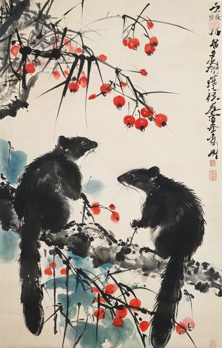 masterpiece,best quality,<lora:tbh170-sdxl:0.9>,illustration,style of Qi Baishi