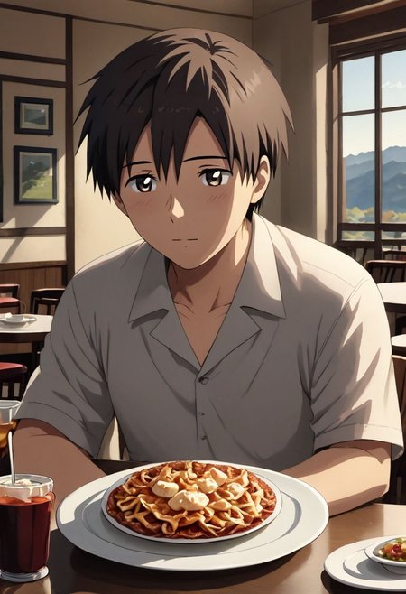 high resolution, solo, best quality, 1Boy, Takaki Toono, Brownish Hair, Brown Eyes, dating, romantic, dinner, OverallDetail