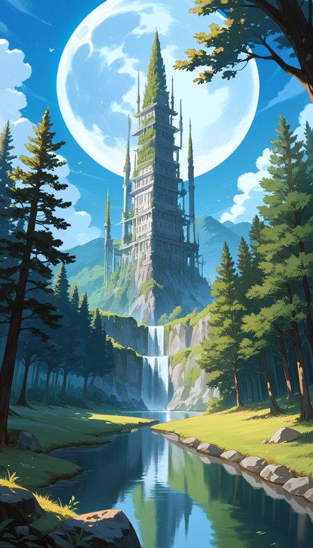 score_9, score_8_up, score_7_up, Anime Style, full moon and its reflection on a river below, Hyperrealism, Photorealism, Kerem Beyit, Documentary photography, Landscape photography, Shingle Style architecture, Forest depth of field, dynamic angle, sharp, hyperdetailed:1.15