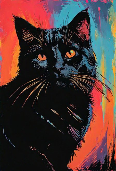 impactful color paint of, a Manx Cat, highly detailed, vibrant colors , 8k, sharp, professional, clear, high contrast, high saturated, , vivid deep blacks, crystal clear