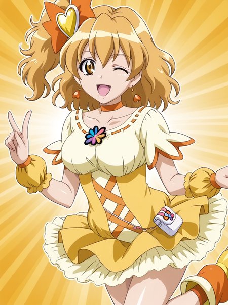 detailed background, shiny skin, posing,
<lora:curepine.pony:1>,
curepine,
large breasts, wide hips, 
one eye closed,