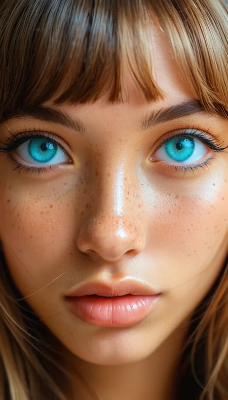 Close-up gorgeous girl face , cute, light tan,  (bangs), freckles, (striking large turquoise eyes), aligned eyes, mirror eyes, (half smile), nose piercing,
BREAK,
(wearing transparent  Venetian Mask with intricate very detailed gold filigree), (thin detailed gold filigree), wavy hair, braid,
long lashes, trendy portrait,
tender Aesthetic nose, Aesthetic chin, ears, puffy lips, sensual lips, detailed texture, detailed eyes, detailed skin, clean skin,
<lora:Someplastic:1>, (ultra sharp focus:1.8), (detailed skin:1.8), (thin lines:1.8), (best quality:1.8),
<lora:Apparatus_-_Traction_City_Walkers_Vehicles:0.7>,
<lora:add-detail-xl:2> (ultra sharp focus:1.8), (detailed skin:1.8), (thin lines:1.8), (best quality:1.8),
<lora:glowneon_xl_v1:1>