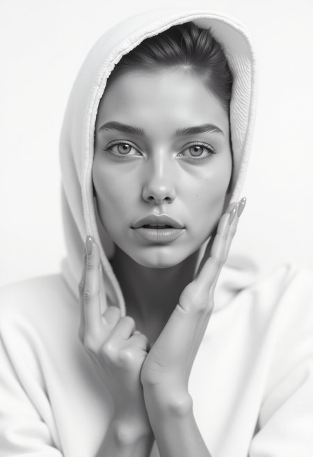 Against a stark white backdrop, a striking young Scandinavian model poses confidently, her minimalist outfit accentuating her angular features. Avedonâs clean, high-contrast aesthetic emphasizes the raw beauty and emotional depth in her intense gaze. The composition feels almost sculptural, turning the model into a powerful symbol of modern beauty., Diverse<lora:MyLoras\Scandinavian Girls Oct4th\ScandiGirl_Style-000015.safetensors:1.0:1.0>