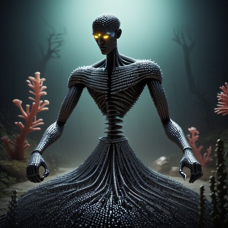 embedding:lazyup, 1boy, sentient jellyfish with screw-tentacles, glowing bioluminescent washers, drifting through sunken machinery graveyard, coral reefs of interlocked bolts, fastenerswm <lora:FastenersWMv0.4:1.0000000000000002> <lora:TrendCraft_The_Peoples_Style_Detailer-v2.0A-3_13_2025-PonyXL:0.4000000000000001>