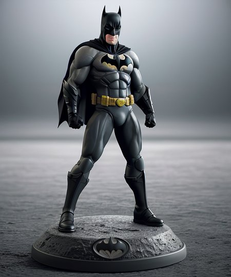 figrne, batman standing wit his arms folded, on a base, depth of field, flawless, RAW, focus on shoulder, (((plain background))), high detail, insane detail, depth of field, flawless, RAW, <lora:figrne_v2std:1>