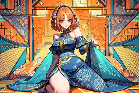 highly insanely detailed, masterpiece, top quality, best quality, highres, 4k, 8k, RAW photo, (very aesthetic, beautiful and aesthetic),  
(code_style,codestyle),(sympattern,geometric pattern:1.4),colorful,vibrant,vignette,Doodle,geometric pattern wallpaper, 
<lora:CodeStyle (half generic class)_564920:0.3>, 
(1girl:1.3), 1other, 
tropical sunset orange background,âââ