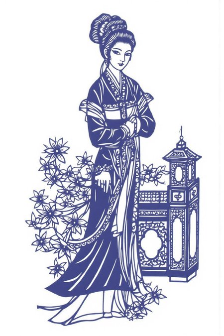 papercut art of a woman is depicted in a traditional Chinese dress, characterized by flowing, intricate patterns and folds that suggest a flowing, elegant silhouette. Her hair is styled in an elaborate, updo adorned with a decorative hairpin, typical of traditional Chinese hairstyles. <lora:papercut1_cap_d6a3e12:1.0><lora:823252798935373605:0>