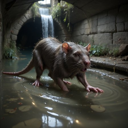 score_9, score_8_up, score_7_up, score_6_up, BREAK, RAW, medium shot, realistic photo of a rat monster, monster, standing, <lora:SPTC_V3.1_Test:0.75>, SPTC, sewer, slime, water, partially submerged <lora:rat_monster:0.8>