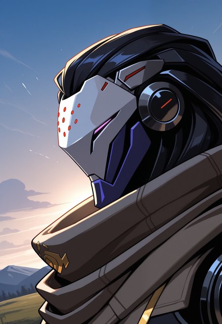 masterpiece,best quality,amazing quality,1boy, solo, r4m4ttr4, robot boy, scarf, side angle, close up, outdoors,