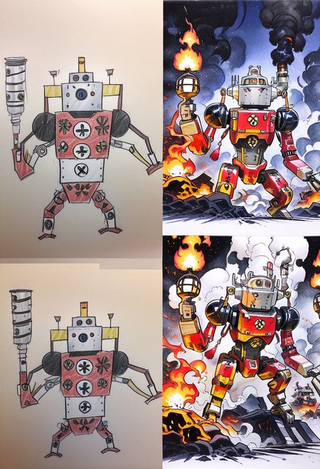 masterpiece, best quality,   no humans, fire, robot, mecha, smoke, science fiction  ,<lora:Pr0VsN00b:1.0>,
