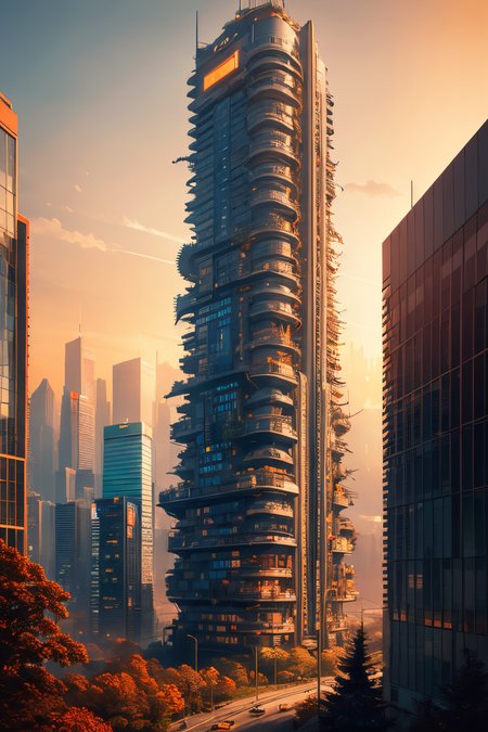 (Realistic:1.5) tower, horizon, backpack, goggles, jacket, cityscape, neon trim, building, moss, tree, window, looking at viewer, simple background, road sign, outdoors, cityscape, 6+others, eldritch abomination, sharp teeth, orange sky, <lora:EdobSyFyHorrorFairyTale_v1.0:0.8>