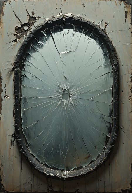 Shattered reflection in cracked, fogged glass, Rim Lighting, <lora:Melting_world:0.8>, <lora:Neon_Style_XL:0.7>