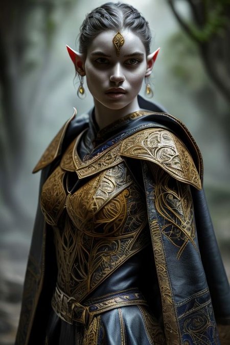 RAW photo, (masterpiece:1.3), subsurface scattering, heavy shadow, (high quality:1.4), (intricate, high detail:1.2), professional photography, HDR, High Dynamic Range, realistic, ultra realistic, photorealistic, high resolution, film photography, ambient lighting, atmospheric effects, <lora:detail_slider_v4:2>, OverallDetail, a male drow ranger, intricate leather armor with leaf patterns, jewelry, cape, <lora:Drow:0.8>, epiCPhoto