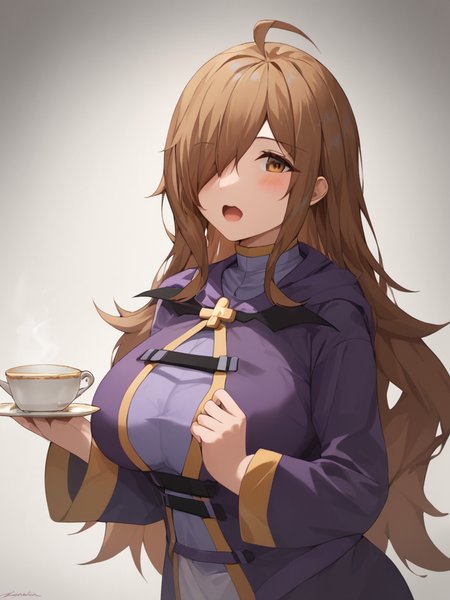 score_9,score_8_up,score_7_up, <lora:wiz_(konosuba):1>,hood_down, commentary_request, jewelry, teapot, saucer, white_background, holding_cup, long_sleeves, open_mouth, large_breasts, latin_cross, long_dress, pixel-perfect_duplicate, looking_at_viewer, :d, purple_dress, solo, blush, absurdres, simple_background, 1girl, hair_over_one_eye, robe, teacup, wiz_\(konosuba\), highres