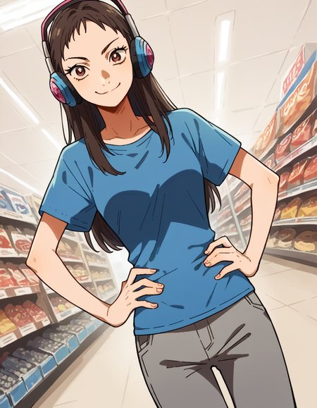 score_9, score_8_up, score_7_up, source_anime, <lora:emi-igawa-s1-ponyxl-lora-nochekaiser:1>,, emi igawa, long hair, brown eyes,, shirt, pants, blue shirt, grey pants, capri pants,, music store, browsing records, headphones, vinyl collection, nostalgic, smile, , smug, hands on hips,, solo,, cowboy shot, dutch angle