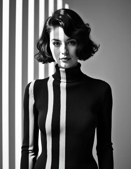 A black and white woman with vertical stripes in a modern style