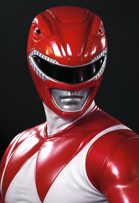 Ugly (score_9:0.9),score_8_up,score_7_up,anime style,rating_safe,<lora:Red Ranger ponyXL v3.1:0.85>,Red Ranger,1boy,solo,male focus,black background,helmet,upper body,simple background,shiny,